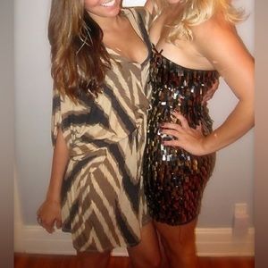 Torn by Ronny Kobo Lou Tribal Row Dress, Brown, XS